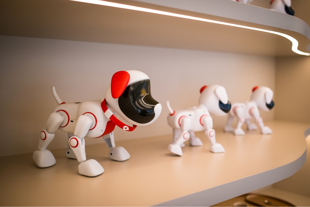 Mascotes roboticas Fidelidade em exposicao